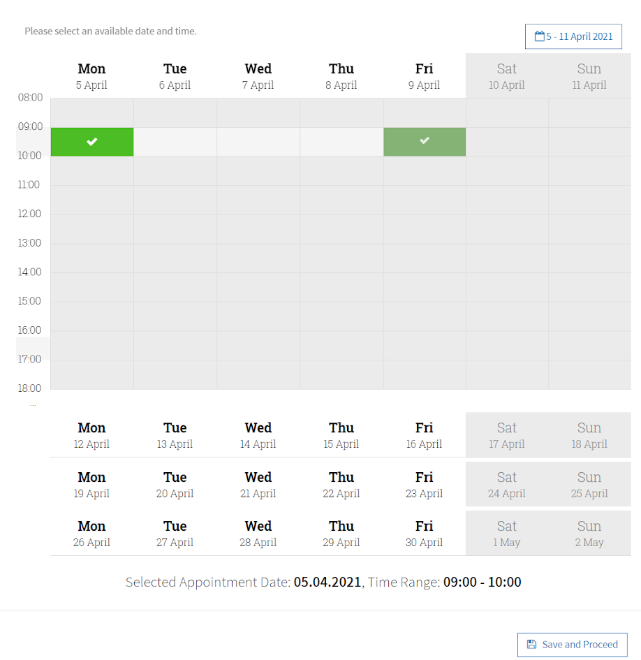 Pick date and time Pick date and time